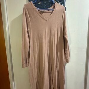 Elegant Tan V-Neck Dress